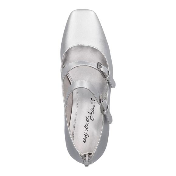 Easy Street Women's Willis Mary Jane Mid Heel Pumps Silver Size 9 1/2 W - Picture 3 of 4